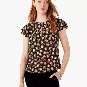 Kate Spade *Ditsy Roses Flutter Sleeve Top